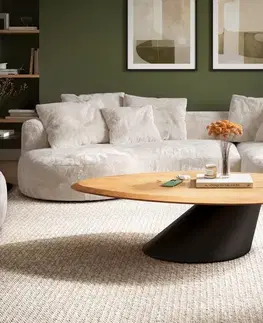 Konferenčné stolíky DELIFE Konferenčný stolík Edge organický 140×76 cm dub prírodný Flow-Edge Conis kov čierna