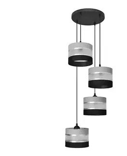 Svietidlá  Luster na lanku HELEN 4xE27/15W/230V čierna/šedá/strieborná W-KD 0801/4 BK-B +GR+SL+MAT+BK