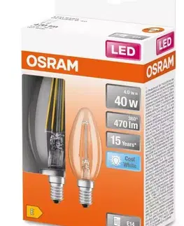 Dekoračné žiarovky Žiarovka LED OSRAM FIL E14 B35 4W 4000K 2ks