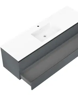 Kúpeľňový nábytok MEXEN/S - Orio kúpeľňová skrinka 160 cm s umývadlom Otis, 2 zásuvky, grafit mat/biela mat 91A10-16047-2-BFF66-W18M01
