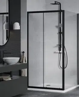 Vane MEXEN/S - Apia Sprchovací kút 90x90, transparent, čierna + vanička so sifónom 840-090-090-70-00-4010B