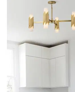 Svietidlá Elstead MARVELE8-AB-OPAL - Luster na tyči MARVELE 8xE14/40W/230V zlatý MARVELE8-AB-OPAL