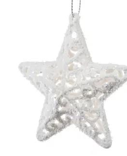 Vianočné dekorácie Vianočná ozdoba Carlita Hviezda biela, 8 x 8 x 1,5 cm, plast