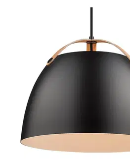 Svietidlá Halo Design 734887 - Závesné svietidlo na lane OSLO 1xE27/40W/230V pr. 40 cm čierna/dub 734887