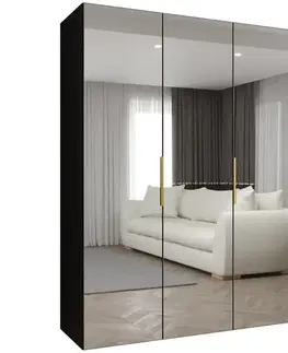 Šatníkové skrine Skriňa Marbella III 150 čierna/zlatá