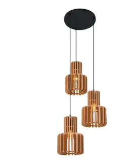 Závesné svietidlá Retro závesná lampa čierna s oranžovou 3-svetlá - Felt
