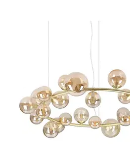 Svietidlá Ideal Lux - LED luster na lankách PERLAGE 25xG9/3W/230V 110 cm zlatá/dymovo-béžová 370583