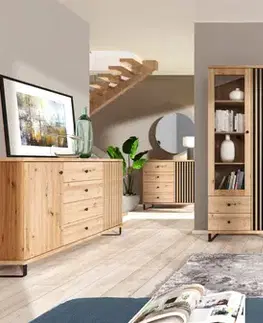 Komody a skrinky CAROLYN 4 široká komoda na nožičkách, dub artisan