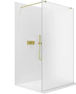 Sprchové dvere CERANO - Sprchová zástena Walk-in Onyx Duo Ľ/P - 8 mm - hranatá vzpera - zlatá, mliečne sklo - 70x200 CER-8050BD1878