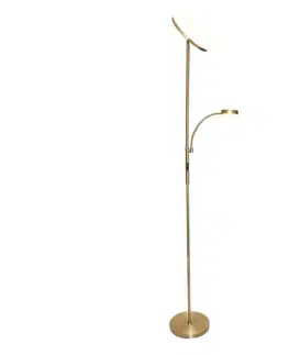 Lampy  light LED stmievateľná stojacia lampa NORA LED/25W/230V 2200/3000/4000K + LED/5W 3000K zlatá + diaľkové ovládanie 3080FLPT