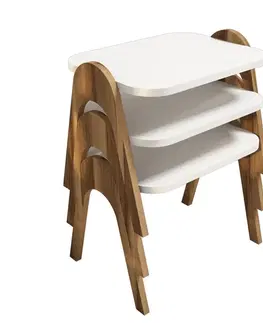 Konferenčné stolíky Odkladací stolík Paris White, 3 ks