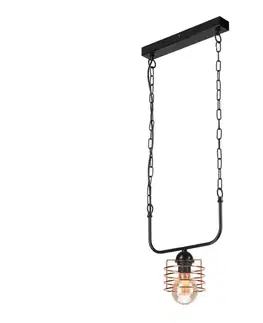 Svietidlá  Luster na reťazi MORGAN 1xE27/60W/230V čierna/medená LM-1.157/MIEDŹ