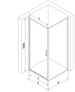 Sprchovacie kúty MEXEN/S - Exo sprchovací kút dvere krídlové 85 x 85, transparent, zlato 817-085-085-50-00