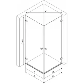 Sprchovacie kúty MEXEN/S - Lunar-B Duo sprchovací kút dvere krídlové 95 x 95, transparent, zlato 832-095L-095P-50-00