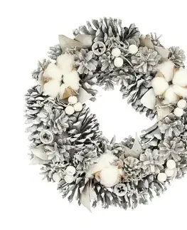 Vianočné dekorácie Veniec Winter Cone ⌀30cm silver