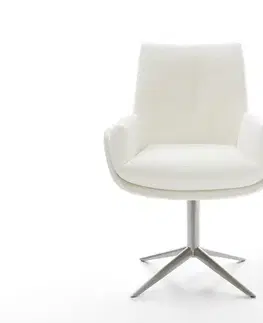 Jedálenské stoličky DELIFE Jedálenská stolička Clea-Flex bouclé mäkký béžová podstava nerezová oceľ 360° otočný hojdacia funkcia
