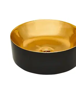 Umývadlá INVENA - Umývadlo na dosku KOS TREND 42 cm, kruhové čierna zlatá lesk CE-38-027-C