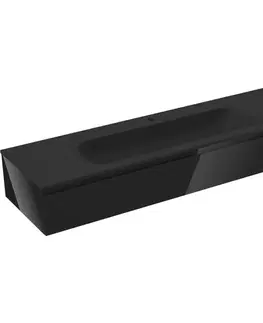 Kúpeľňový nábytok MEXEN/S - Orio kúpeľňová skrinka 160 cm s umývadlom Vela, 1 šuplík, čierna lesk/čierna mat 91A10-16023-1-BF70-W23M71