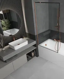 Sprchové dvere MEXEN/S - Next vaňová zástena FIX 90 x 150, čierna vzor, meď kartáčovaná 895-090-000-00-70-65