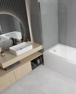 Sprchové dvere MEXEN/S - Vega obdĺžniková vaňa 160 x 70 cm s panelom + vaňová zástena 80, transparent, chróm 550116070X9008010100