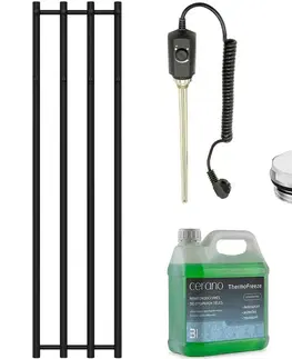Doplnky do kúpeľne CERANO - Kúpeľňový elektrický radiátorový set Bertini - 300W - čierna matná - 1400x351 mm CER-482081