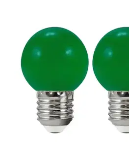 LED osvetlenie  SADA 2x LED Žiarovka PARTY E27/0,5W/36V zelená 3000K 308771