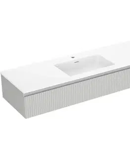 Kúpeľňový nábytok MEXEN/S - Rivel kúpeľňová skrinka 140 cm s umývadlom Otis, 1 šuplík, reliéf, šedá mat/biela mat 91A20-14023-1-BF62-W18M01