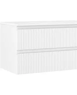 Kúpeľňový nábytok MEXEN/S - Rivel kúpeľňová skrinka pod umývadlo 90 cm s doskou, 2 zásuvky, reliéf, biela mat 91A20-09047-2-BFFC01