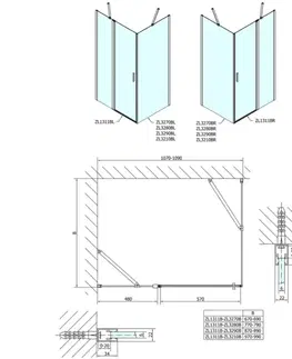 Sprchové dvere POLYSAN - ZOOM Black obdĺžniková sprchová zástena 1100x900 L/P varianta ZL1311BZL3290B