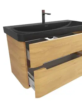 Kúpeľňový nábytok Kúpeľňová skrinka s umývadlom SAT Fusion 97,5x53x45 cm dub medový mat SATFUS2100DMBKMB SATFUS2100DMBKMB