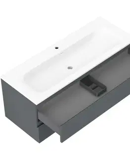 Kúpeľňový nábytok MEXEN/S - Orio kúpeľňová skrinka 120 cm s umývadlom Vela, 2 zásuvky, grafit mat/biela mat 91A10-12047-2-BFF66-W23M01