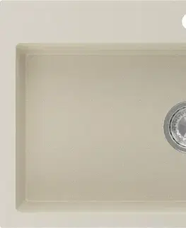 Kuchynské drezy MEXEN MEXEN - Omar granitový drez 1 s odkvapkávačom 800 x 480 mm, béžová, sifón chróm 6520801005-69