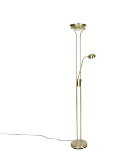 Stojace lampy Moderná stojaca lampa mosadz s lampou na čítanie vrátane LED Dim to Warm - Diva