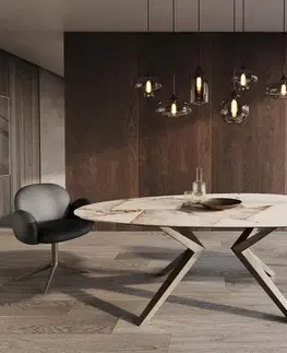 Jedálenské stoly DELIFE Jedálenský stôl Edge oválny 220x120 keramika Iris FMG Patagonia Lappato Zenthara hranatý kov efektová úprava titánová