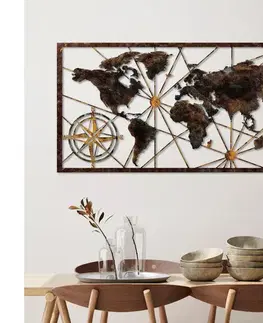 Obrazy  Nástenná dekorácia 120x60 cm mapa sveta kov 891TNL2424