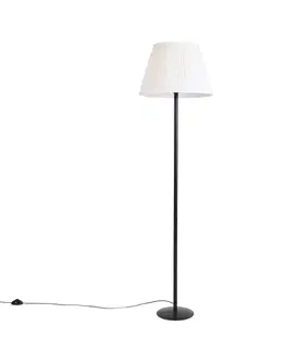 Stojace lampy Moderná stojaca lampa čierna s bielym skladaným tienidlom 45 cm - Simplo