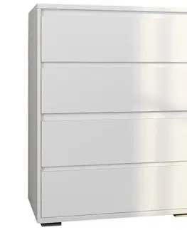 Komody NABBI Lovik CH-800-4DR zásuvková komoda biela