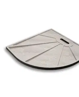 Vane H K - BLACK STAR sprchová vanička z liateho mramoru, štvrťkruh, 90x90x3 cm SE-BLACKSTAR99RSET
