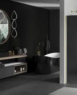 Sprchové dvere MEXEN/S - Kioto Sprchová zástena WALK-IN 120 x 200, zrkadlové 8 mm, zlatá kartáčovaná 800-120-101-55-50