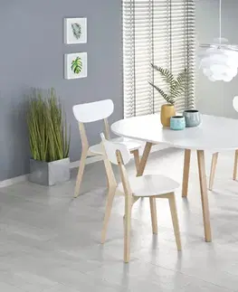 Jedálenské stoly HALMAR Ruben okrúhly rozkladací jedálenský stôl biela