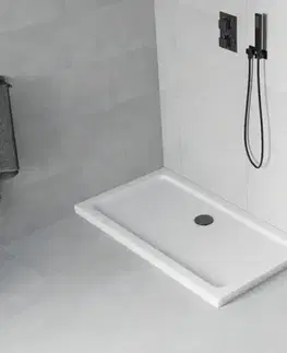 Vane MEXEN/S - Flat sprchová vanička obdĺžniková slim 130 x 70, biela + čierny sifón 40107013B