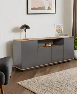 Komody Konzolový stolík Arista - Anthracite, Atlantic Pine