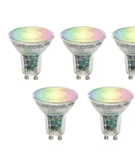 LED osvetlenie Sada 5 inteligentných žiaroviek GU10 50 LED číra RGBW 4,5 W 350 lm 2700-6000 K