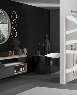 Sprchové dvere MEXEN/S - Kioto Sprchová zástena Walk-in 110 x 200, biely vzor 8 mm, meď kartáčovaná 800-110-101-65-97