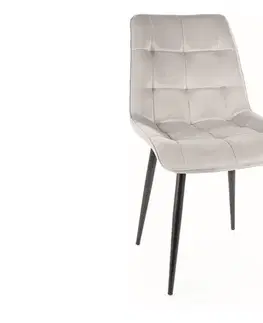 Jedálenské stoličky KIK VELVET čalúnená stolička, svetlošedá