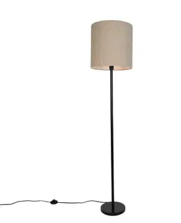 Stojace lampy Moderná stojaca lampa čierna s béžovým buklé tienidlom 40 cm - Simplo