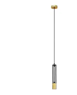 Svietidlá  LED Luster na lanku BARS 1xGU10/4,8W/230V čierna/zlatá W-KM 1115/1 GO+BK+GO
