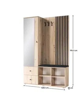 Predsieňové steny KONDELA Koli C predsieň dub artisan / čierna
