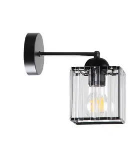 Nástenné svetlá Nástenná lampa Glassia Lamp čierna 1X40 E27 čierne tienidlo + číre kryštály