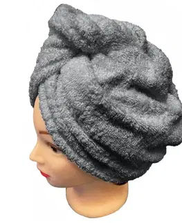Uteráky Rýchloschnúci froté Turban na vlasy sivý TiaHome